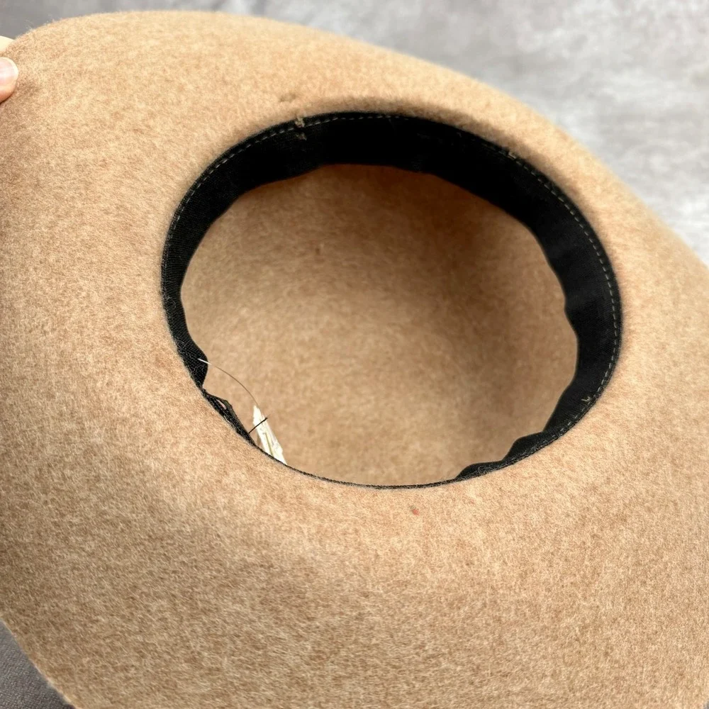 BOHO Women's 100% Wool Floppy Hat Brown Beige Made in Italy Size OS